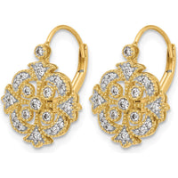 14K Yellow Gold Diamond Leverback Drop Earrings with Round Natural Diamonds - 0.05 Carat Total Diamond Weight by Monteluci Fine Jewelry
