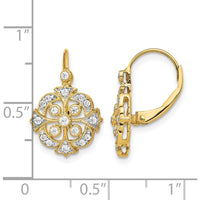 14K Yellow Gold Diamond Leverback Drop Earrings with Round Natural Diamonds - 0.05 Carat Total Diamond Weight by Monteluci Fine Jewelry
