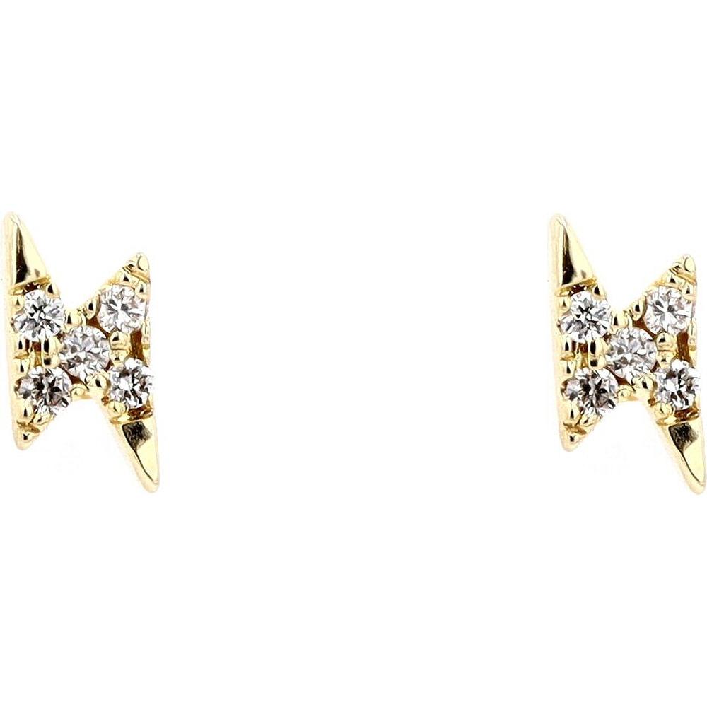 14K Yellow Gold Diamond Lightning Bolt Stud Earrings - 0.05 Carat Total Diamond Weight