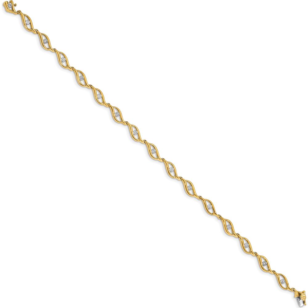 14K Yellow Gold Diamond Link Bracelet with 8 Round Diamonds - 0.03 Carats Total Diamond Weight by Monteluci Fine Jewelry