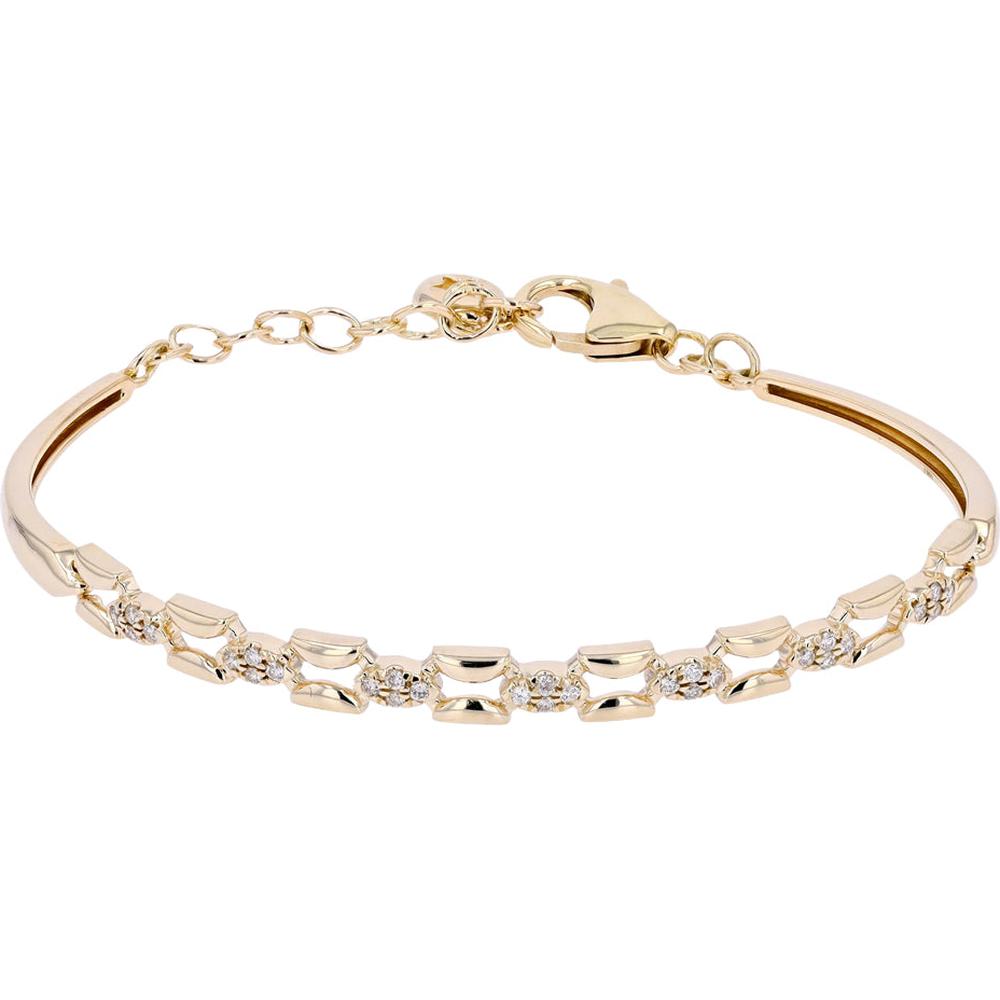 14K Yellow Gold Diamond Links Bracelet with 1/4 Carats Total Diamond Weight