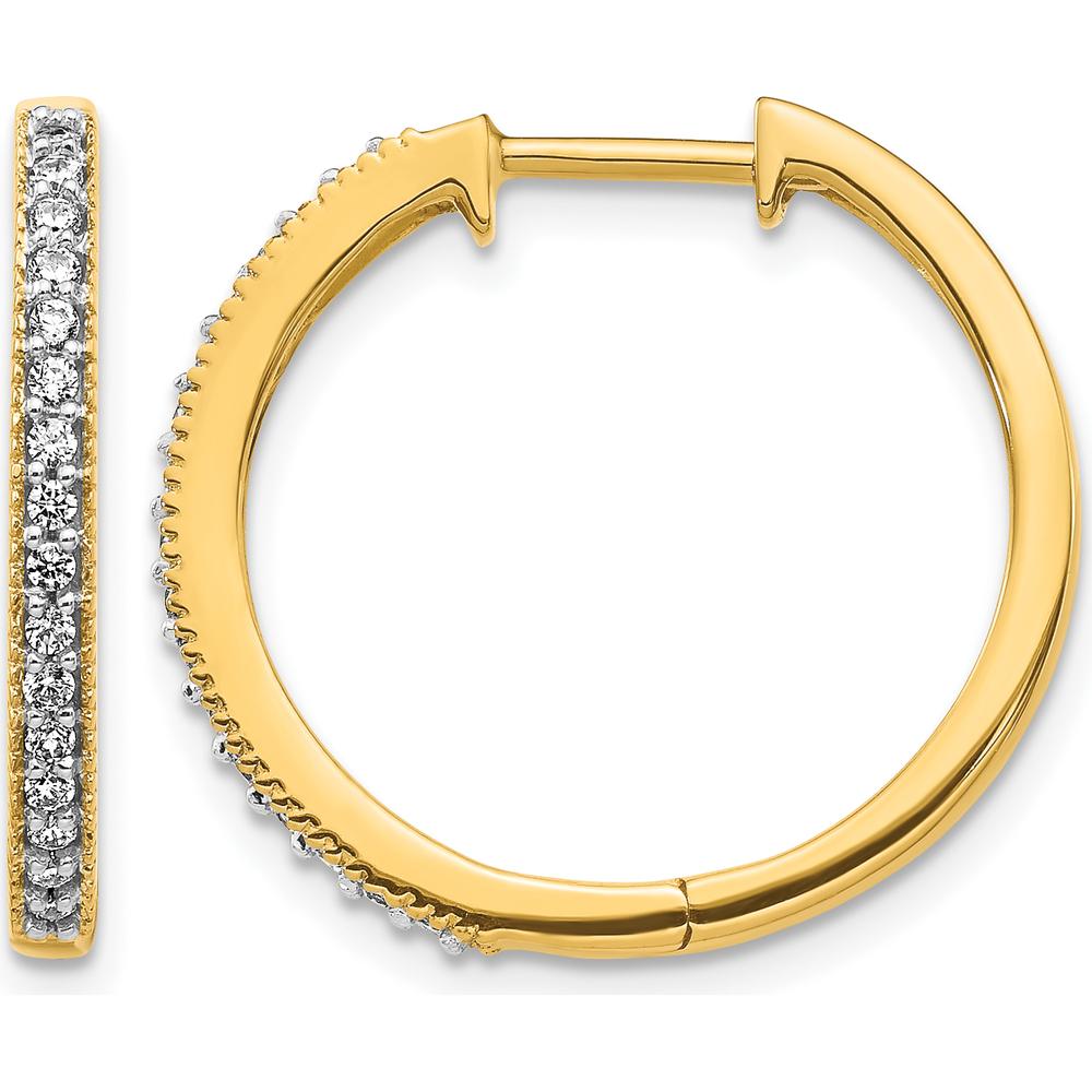 14K Yellow Gold Diamond Milgrain Hinged Hoop Earrings - 0.008 Carat Total Diamond Weight by Monteluci Fine Jewelry