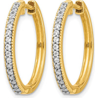 14K Yellow Gold Diamond Milgrain Hinged Hoop Earrings - 0.008 Carat Total Diamond Weight by Monteluci Fine Jewelry