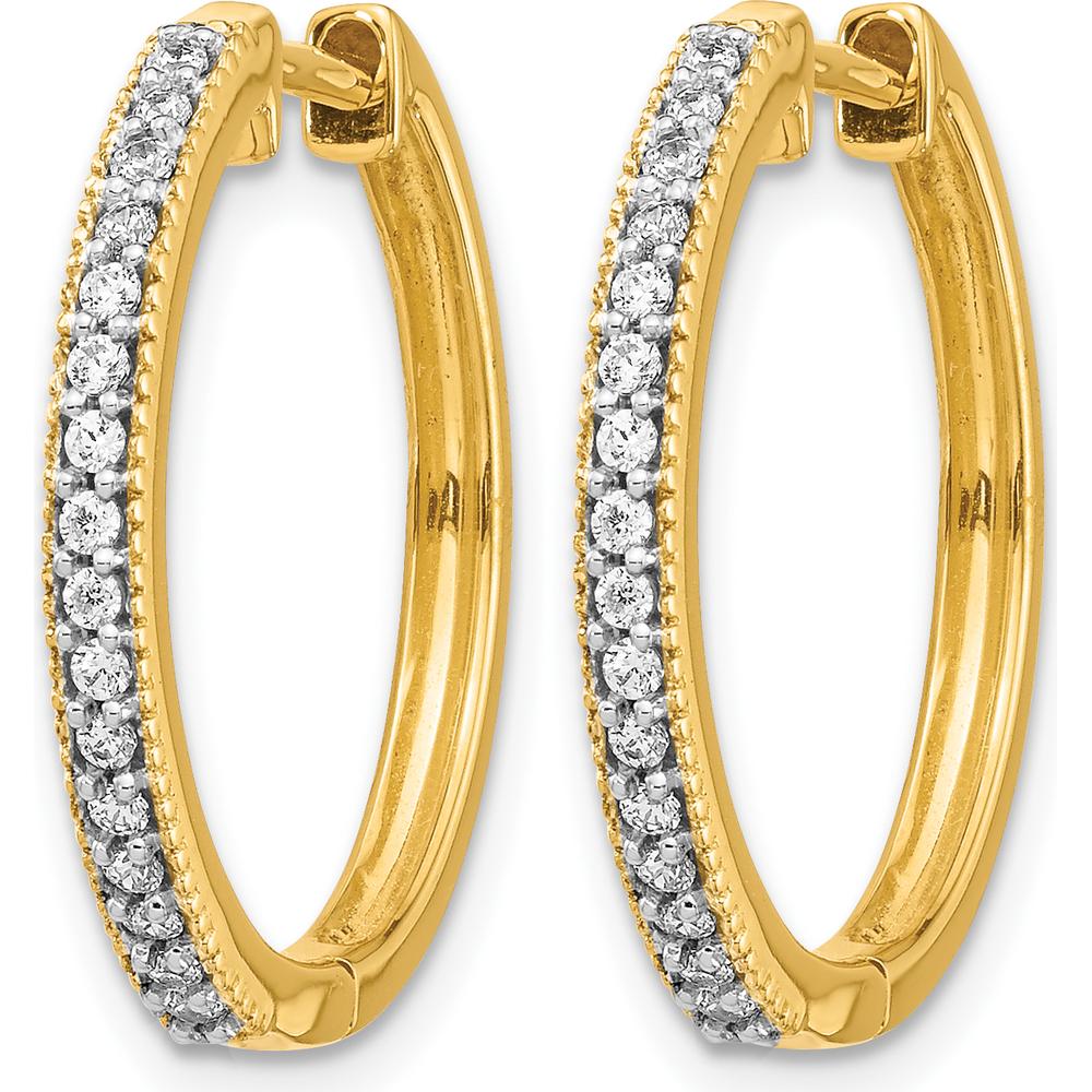 14K Yellow Gold Diamond Milgrain Hinged Hoop Earrings - 0.008 Carat Total Diamond Weight by Monteluci Fine Jewelry