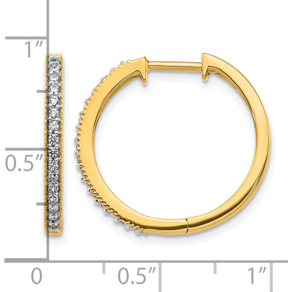 14K Yellow Gold Diamond Milgrain Hinged Hoop Earrings - 0.008 Carat Total Diamond Weight by Monteluci Fine Jewelry