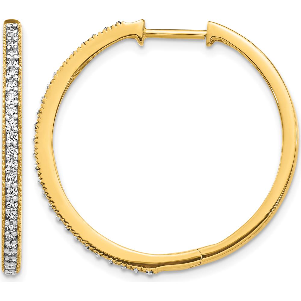 14K Yellow Gold Diamond Milgrain Hinged Hoop Earrings - 0.011 Carat Total Diamond Weight by Monteluci Fine Jewelry