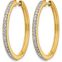14K Yellow Gold Diamond Milgrain Hinged Hoop Earrings - 0.011 Carat Total Diamond Weight by Monteluci Fine Jewelry
