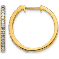 14K Yellow Gold Diamond Milgrain Hinged Hoop Earrings - 0.012 Carat Total Diamond Weight by Monteluci Fine Jewelry