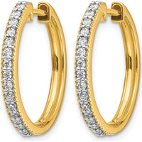 14K Yellow Gold Diamond Milgrain Hinged Hoop Earrings - 0.012 Carat Total Diamond Weight by Monteluci Fine Jewelry