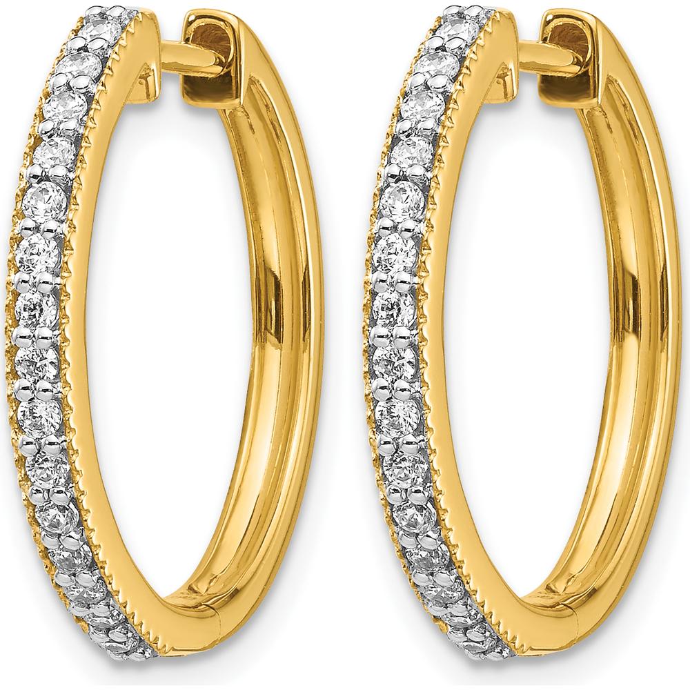 14K Yellow Gold Diamond Milgrain Hinged Hoop Earrings - 0.012 Carat Total Diamond Weight by Monteluci Fine Jewelry