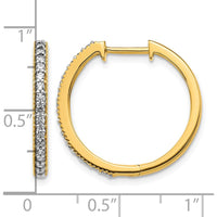 14K Yellow Gold Diamond Milgrain Hinged Hoop Earrings - 0.012 Carat Total Diamond Weight by Monteluci Fine Jewelry