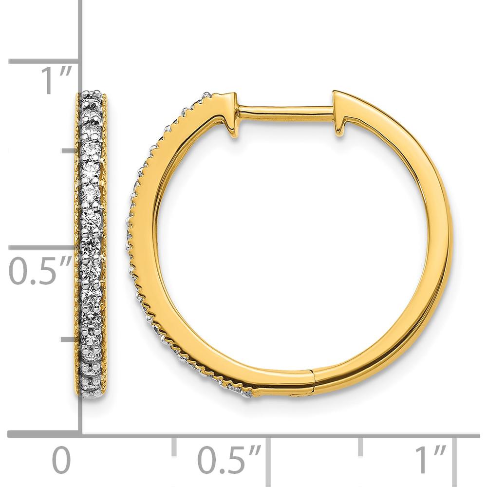 14K Yellow Gold Diamond Milgrain Hinged Hoop Earrings - 0.012 Carat Total Diamond Weight by Monteluci Fine Jewelry