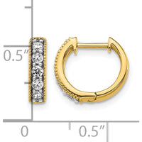 14K Yellow Gold Diamond Milgrain Hinged Hoop Earrings - 0.0347 Carat Total Diamond Weight by Monteluci Fine Jewelry
