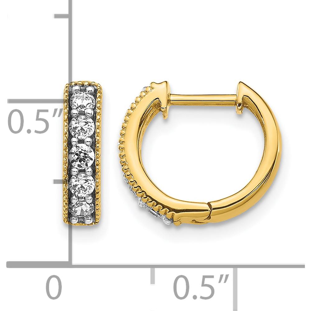 14K Yellow Gold Diamond Milgrain Hinged Hoop Earrings - 0.0347 Carat Total Diamond Weight by Monteluci Fine Jewelry