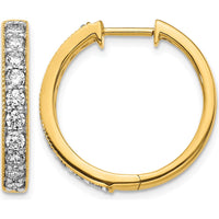 14K Yellow Gold Diamond Milgrain Hinged Hoop Earrings - 0.05 Carat Total Diamond Weight by Monteluci Fine Jewelry