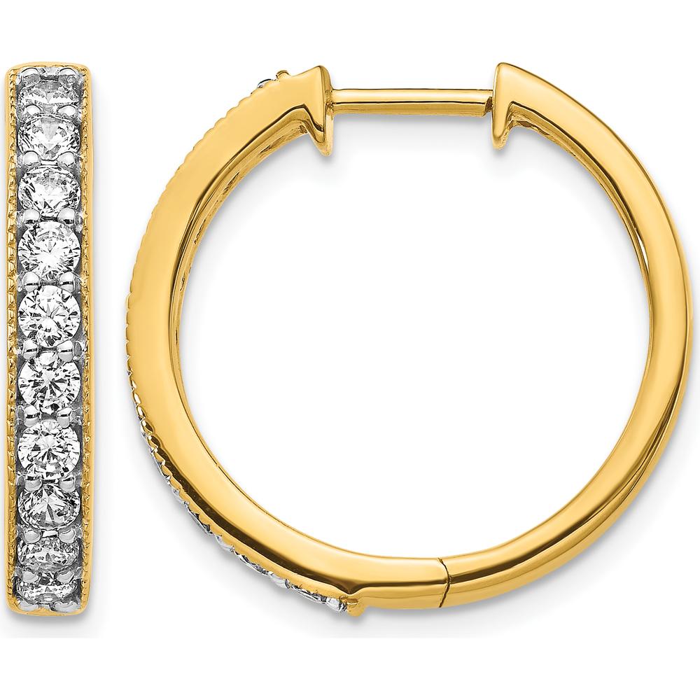 14K Yellow Gold Diamond Milgrain Hinged Hoop Earrings - 0.05 Carat Total Diamond Weight by Monteluci Fine Jewelry