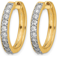14K Yellow Gold Diamond Milgrain Hinged Hoop Earrings - 0.05 Carat Total Diamond Weight by Monteluci Fine Jewelry