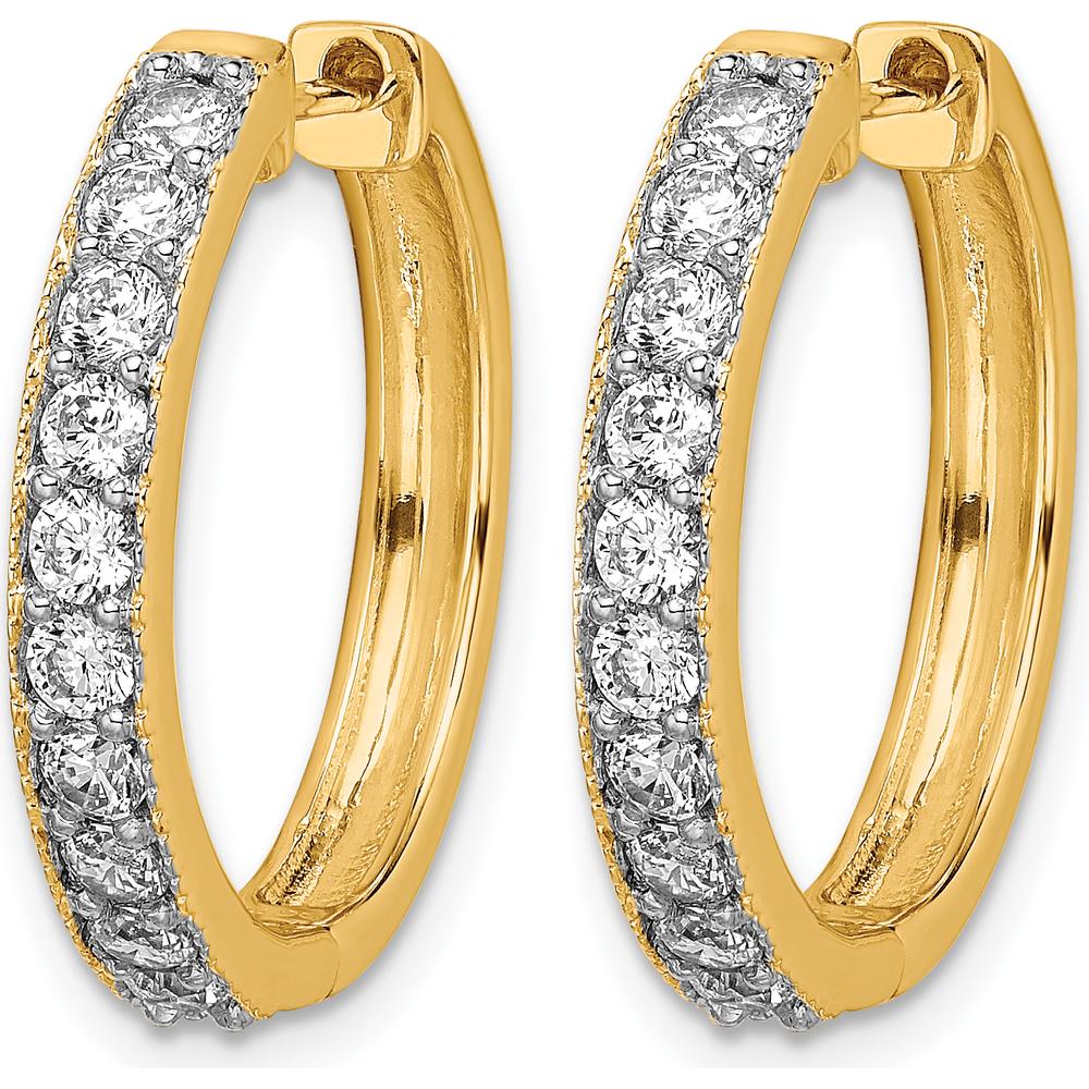 14K Yellow Gold Diamond Milgrain Hinged Hoop Earrings - 0.05 Carat Total Diamond Weight by Monteluci Fine Jewelry