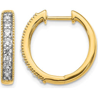 14K Yellow Gold Diamond Milgrain Hinged Hoop Earrings - 0.40 Carat Total Diamond Weight by Monteluci Fine Jewelry