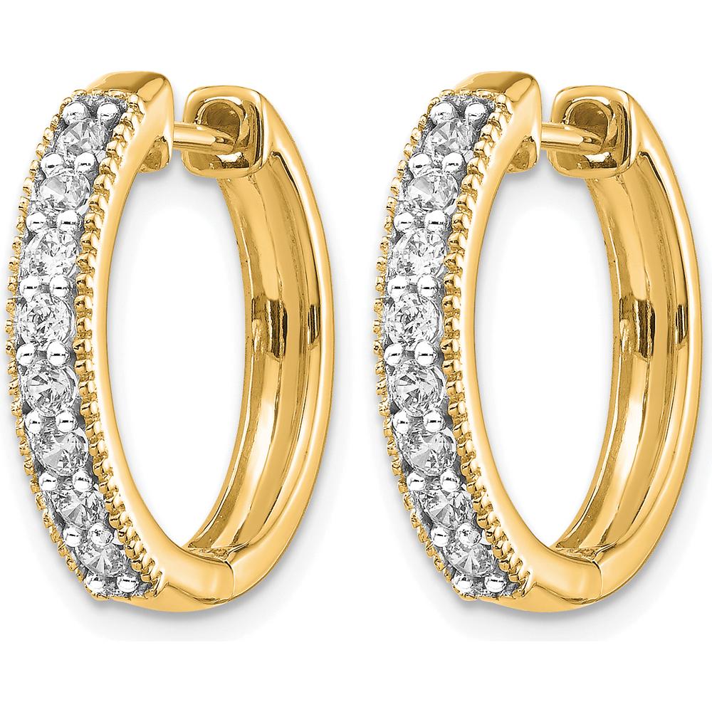 14K Yellow Gold Diamond Milgrain Hinged Hoop Earrings - 0.40 Carat Total Diamond Weight by Monteluci Fine Jewelry