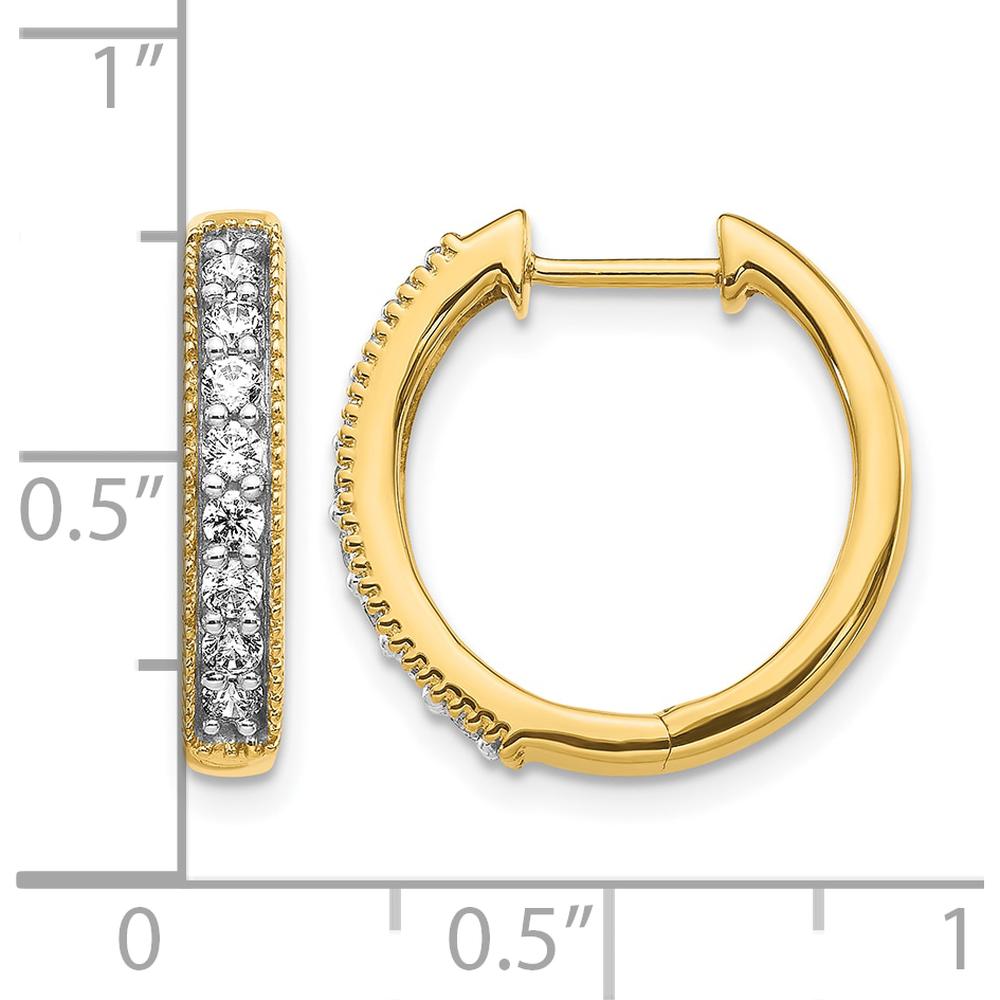 14K Yellow Gold Diamond Milgrain Hinged Hoop Earrings - 0.40 Carat Total Diamond Weight by Monteluci Fine Jewelry