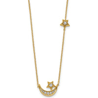 14K Yellow Gold Diamond Moon and Star Pendant Necklace - 1/5 Carat Total Diamond Weight by Oro Pregiato