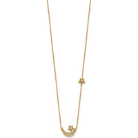 14K Yellow Gold Diamond Moon and Star Pendant Necklace - 1/5 Carat Total Diamond Weight by Oro Pregiato
