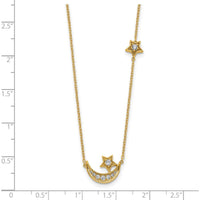 14K Yellow Gold Diamond Moon and Star Pendant Necklace - 1/5 Carat Total Diamond Weight by Oro Pregiato