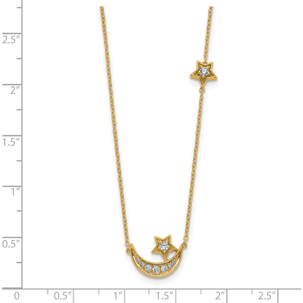 14K Yellow Gold Diamond Moon and Star Pendant Necklace - 1/5 Carat Total Diamond Weight by Oro Pregiato