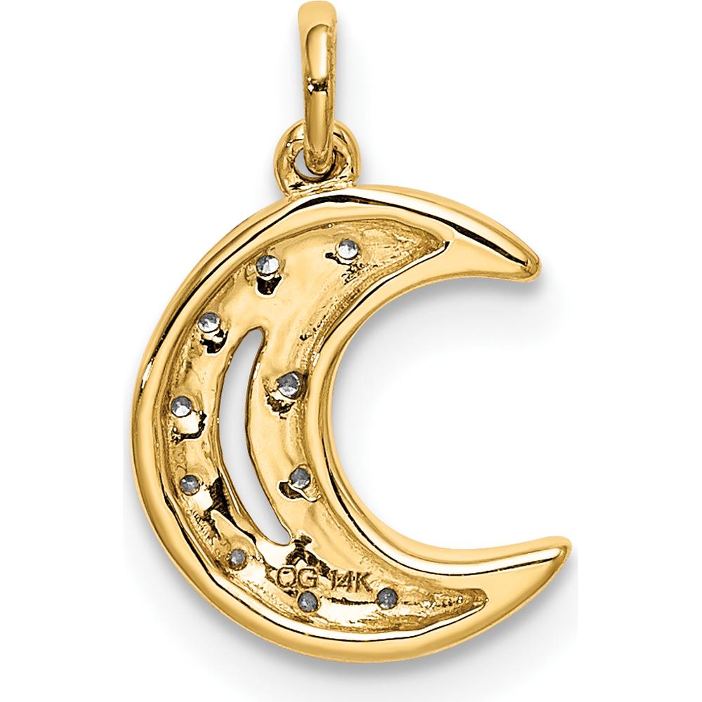 14K Yellow Gold Diamond Moon Charm with 10 Round Natural Diamonds - 0.05 Carat Total Diamond Weight by Monteluci Fine Jewelry
