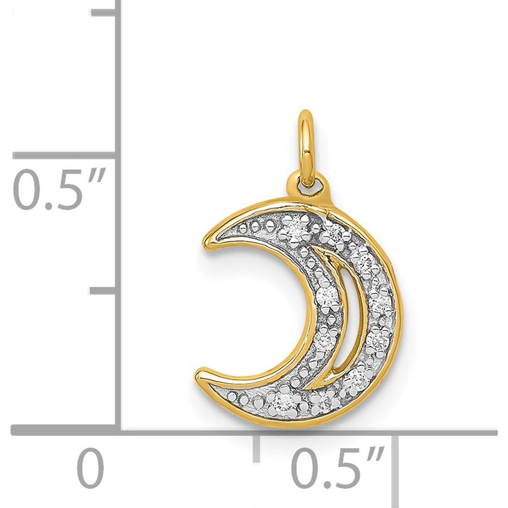 14K Yellow Gold Diamond Moon Charm with 10 Round Natural Diamonds - 0.05 Carat Total Diamond Weight by Monteluci Fine Jewelry