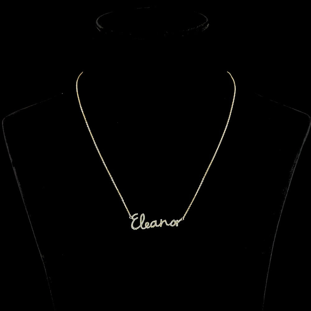 14K Yellow Gold Diamond Name Pendant featuring 97 Brilliant Cut Lab Grown E-F VS1 Diamonds - 0.34 Carat Total Diamond Weight - Covaloro Fine Jewelry