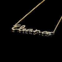14K Yellow Gold Diamond Name Pendant featuring 97 Brilliant Cut Lab Grown E-F VS1 Diamonds - 0.34 Carat Total Diamond Weight - Covaloro Fine Jewelry