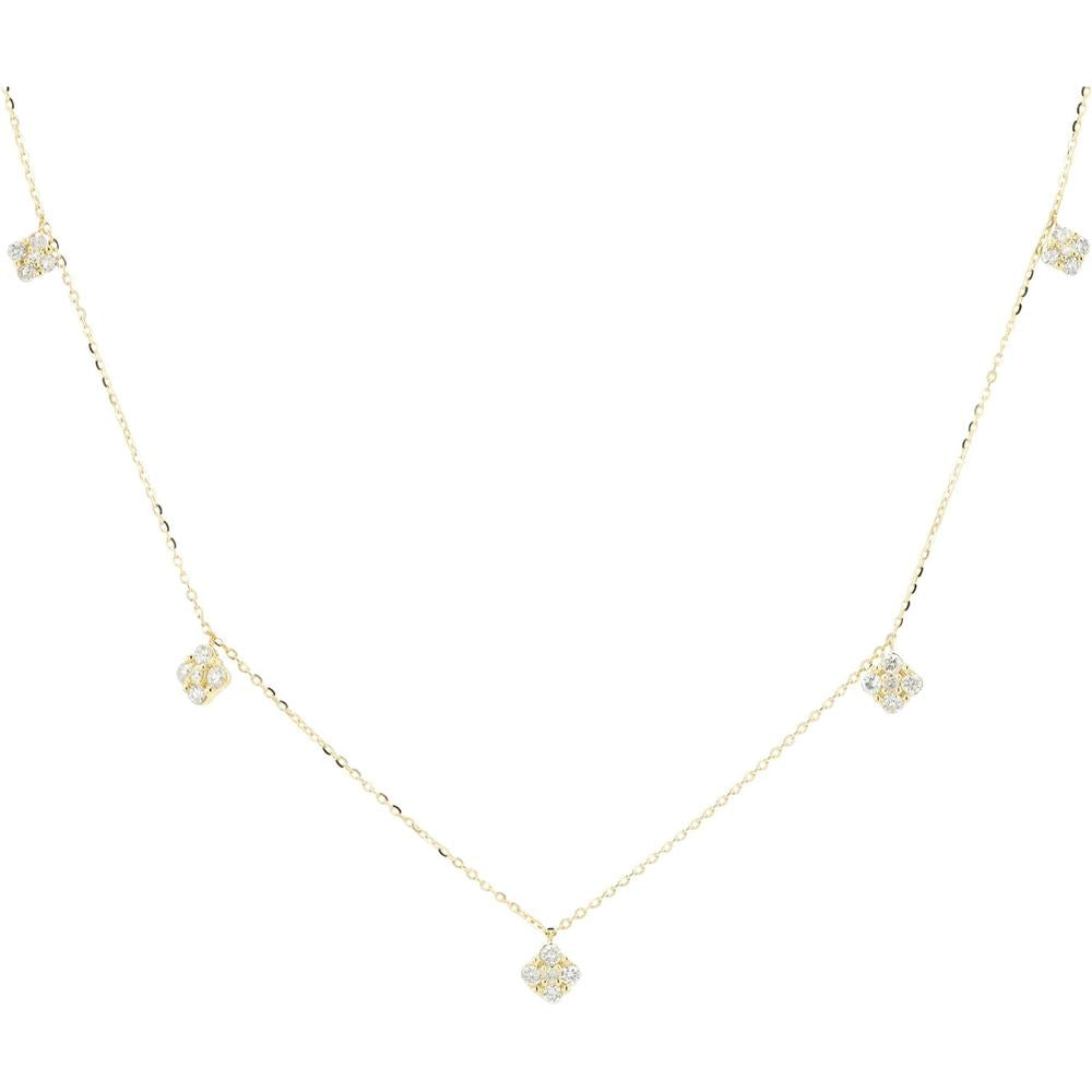14K Yellow Gold Diamond Necklace with 0.50 Carats Total Diamond Weight