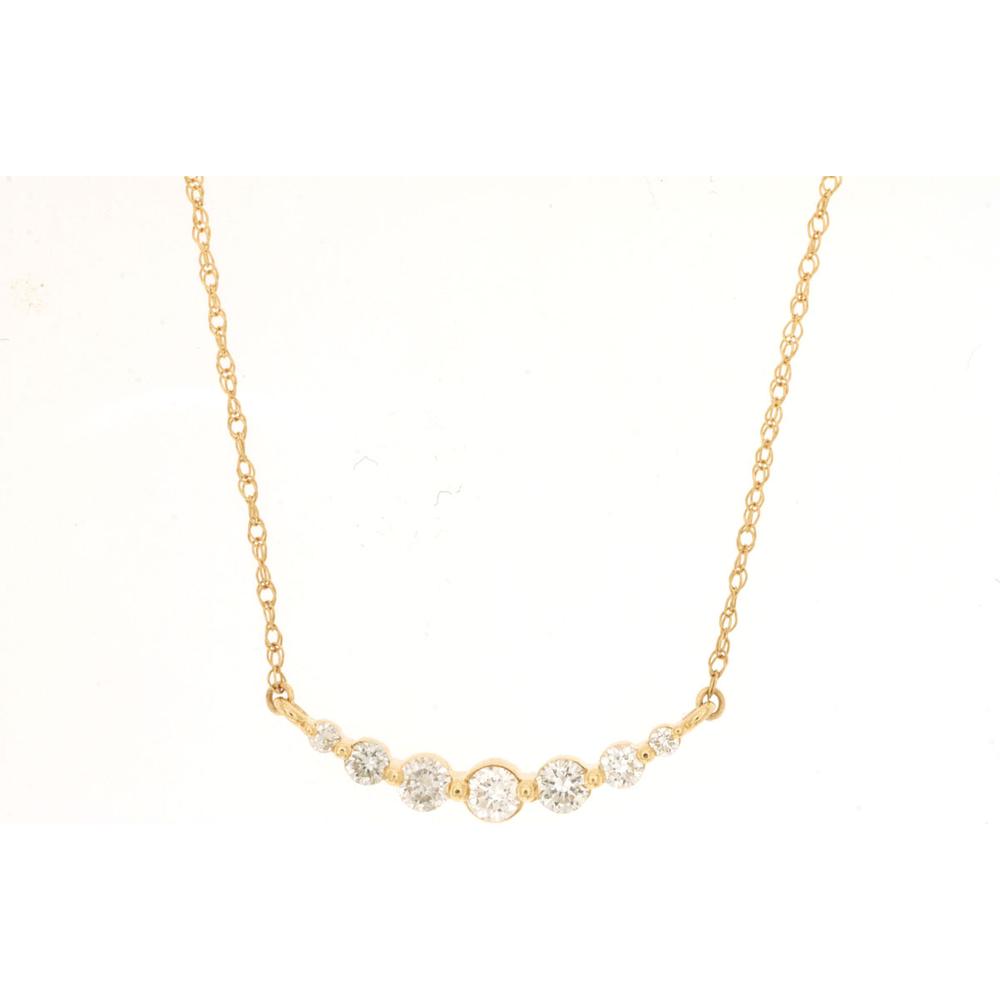 14K Yellow Gold Diamond Necklace with Bezel Set Round Diamonds - 0.25 Carats Total Diamond Weight