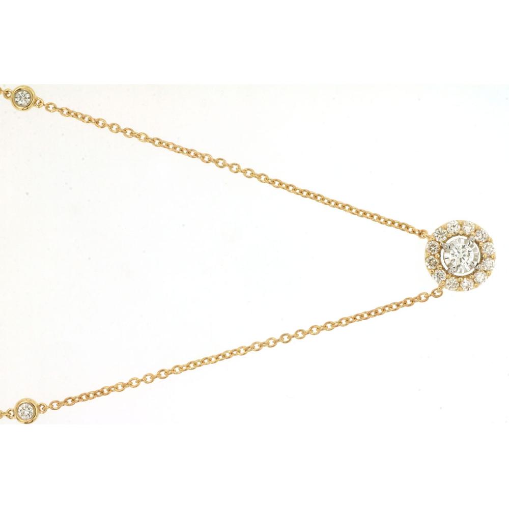 14K Yellow Gold Diamond Necklace with Five Diamond Stations - 0.40 Carats Total Diamond Weight