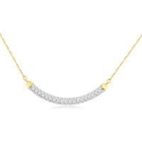 14K Yellow Gold Diamond Necklace with Milgrain Detail - 0.50 Carats Total Diamond Weight