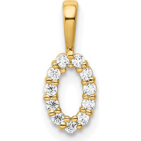 14K Yellow Gold Diamond Number 0 Pendant - Polished Finish with Brilliant Diamonds by Oro Pregiato