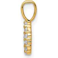 14K Yellow Gold Diamond Number 0 Pendant - Polished Finish with Brilliant Diamonds by Oro Pregiato