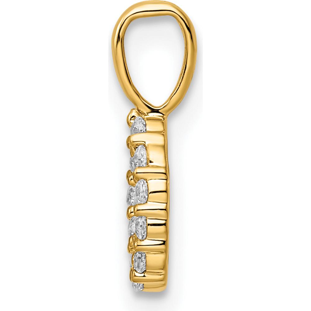 14K Yellow Gold Diamond Number 0 Pendant - Polished Finish with Brilliant Diamonds by Oro Pregiato