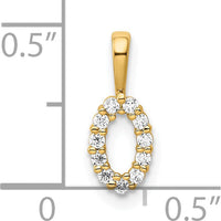 14K Yellow Gold Diamond Number 0 Pendant - Polished Finish with Brilliant Diamonds by Oro Pregiato