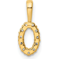14K Yellow Gold Diamond Number 0 Pendant - Polished Finish with Brilliant Diamonds by Oro Pregiato