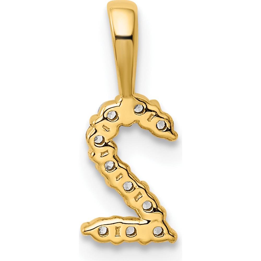 14K Yellow Gold Diamond Number 2 Pendant with Polished Finish by Oro Pregiato
