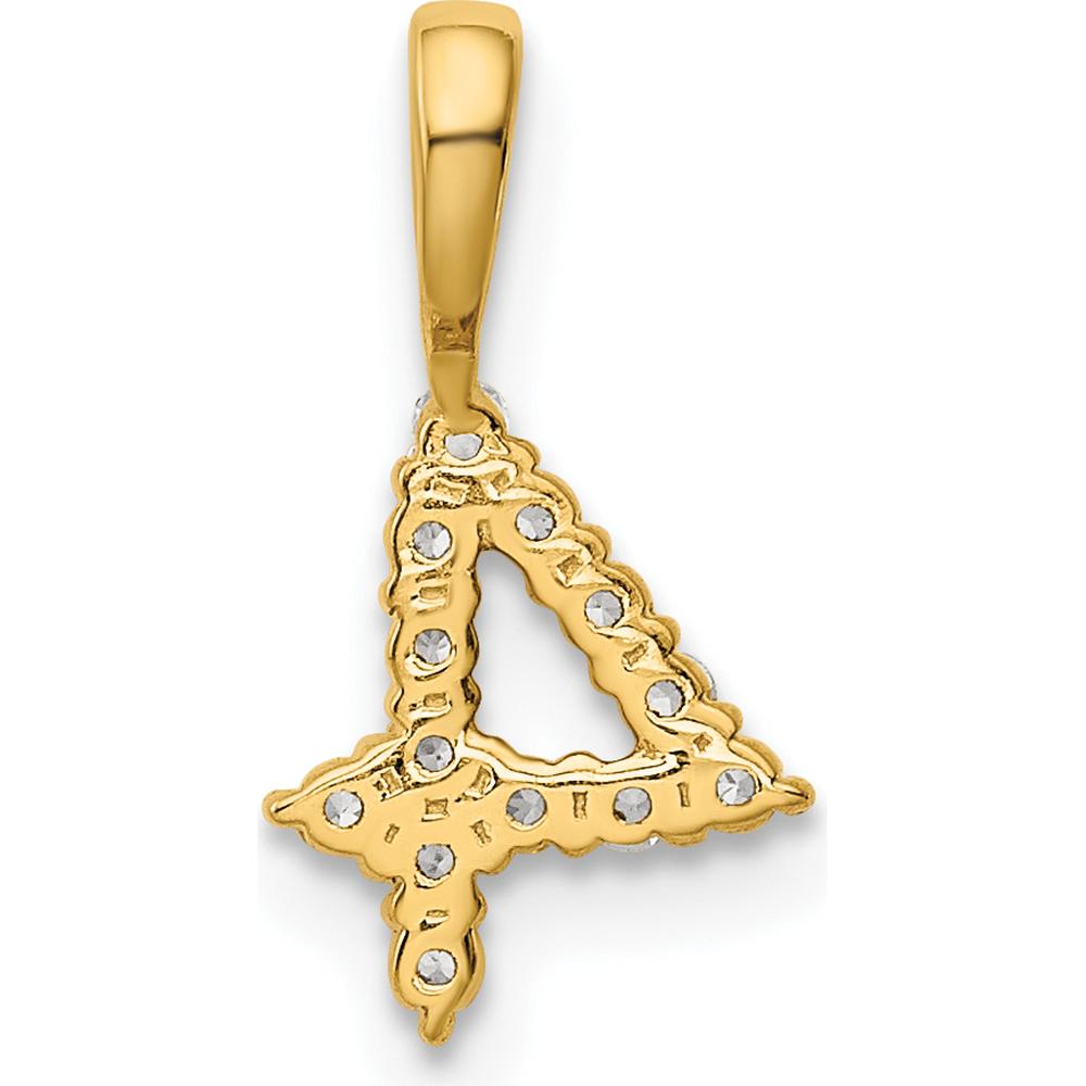 14K Yellow Gold Diamond Number 4 Pendant with 10 Round Diamonds - 0.20 Carat Total Diamond Weight by Oro Pregiato