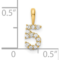 14K Yellow Gold Diamond Number 5 Pendant with Round Diamonds by Oro Pregiato