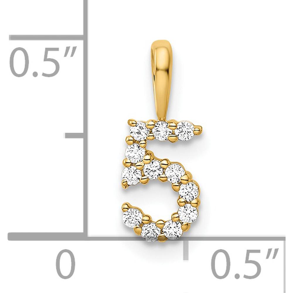 14K Yellow Gold Diamond Number 5 Pendant with Round Diamonds by Oro Pregiato