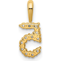 14K Yellow Gold Diamond Number 5 Pendant with Round Diamonds by Oro Pregiato