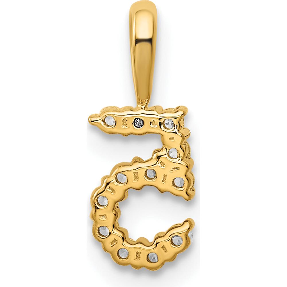 14K Yellow Gold Diamond Number 5 Pendant with Round Diamonds by Oro Pregiato