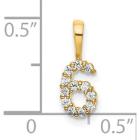 14K Yellow Gold Diamond Number 6 Pendant with Round Diamonds by Oro Pregiato