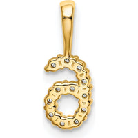 14K Yellow Gold Diamond Number 6 Pendant with Round Diamonds by Oro Pregiato